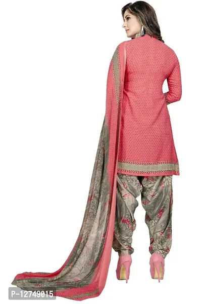 Unstitched Crepe Dress Material Suit with Chiffon Dupatta and Crepe Salvar Piece (6093-PINK. CREPE)-thumb3