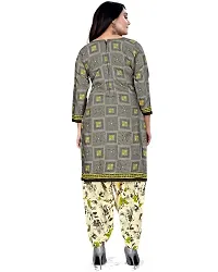 Unstitched Cotton Dress Material Suit with Cotton Dupatta and Cotton Salvar Piece- (GREY WHITE)-thumb3