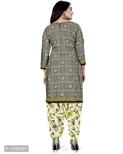 Unstitched Cotton Dress Material Suit with Cotton Dupatta and Cotton Salvar Piece- (GREY WHITE)-thumb4