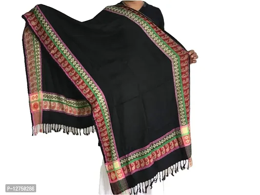 Kkrish Premium Quality, Soft Touch Pure Viscose Stole shawl (Black)-thumb3