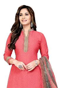 Unstitched Crepe Dress Material Suit with Chiffon Dupatta and Crepe Salvar Piece (6093-PINK. CREPE)-thumb3