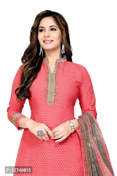 Unstitched Crepe Dress Material Suit with Chiffon Dupatta and Crepe Salvar Piece (6093-PINK. CREPE)-thumb4