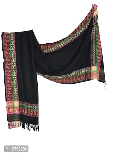 Kkrish Premium Quality, Soft Touch Pure Viscose Stole shawl (Black)-thumb4
