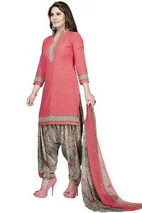 Unstitched Crepe Dress Material Suit with Chiffon Dupatta and Crepe Salvar Piece (6093-PINK. CREPE)-thumb1