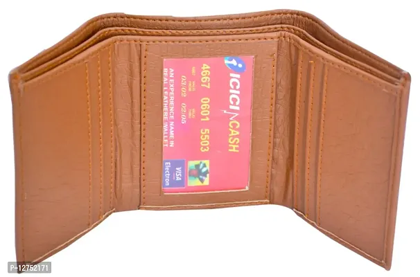 KKRISH Leather Wallet, Stylish Purse for Card Holder and Cash with Snap Lup (Brown)-thumb3