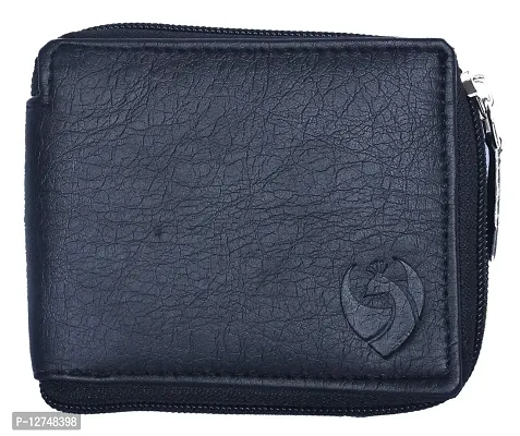 Kkrish PU Leather Wallet with Zipper and Coin Pocket. (Black)-thumb0