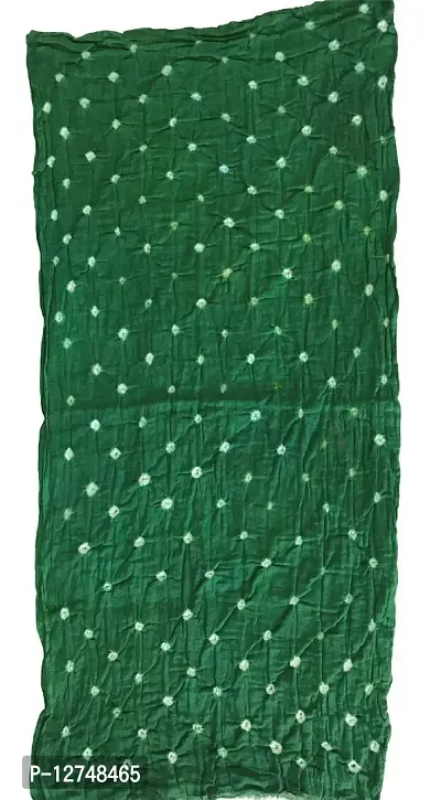 Kkrish Handcrafted Soft Touch Pure Cotton Bandhej (Bandhni) Stole (Green)-thumb2