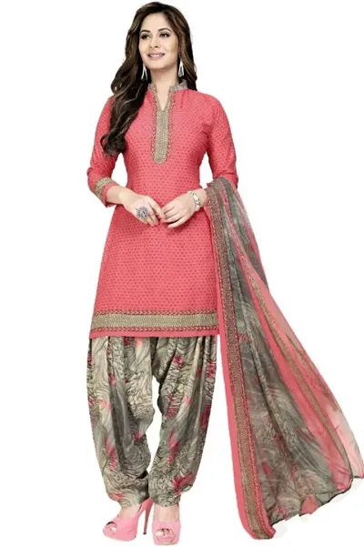 Exclusive Crepe Dress Material with Chiffon Dupatta