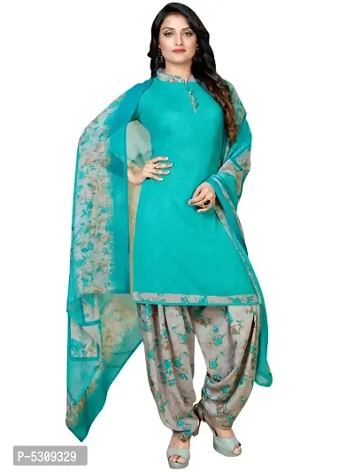 Exclusive Crepe Dress Material with Chiffon Dupatta-thumb0