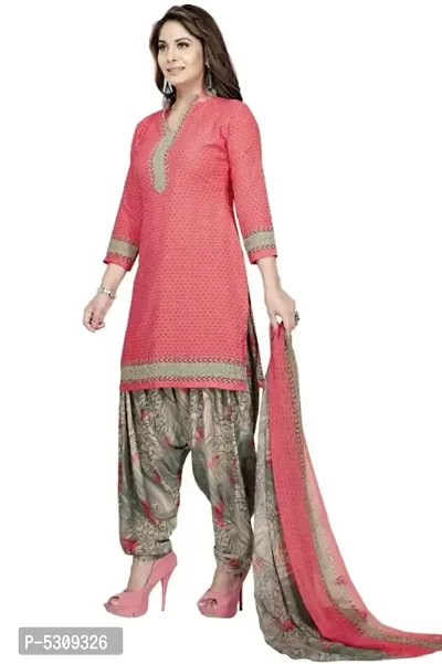 Exclusive Crepe Dress Material with Chiffon Dupatta-thumb2