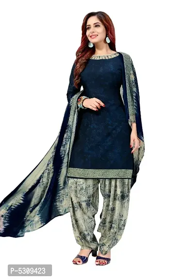 Exclusive Crepe Dress Material with Chiffon Dupatta-thumb0