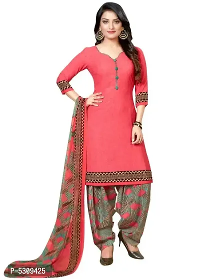 Exclusive Crepe Dress Material with Chiffon Dupatta-thumb0