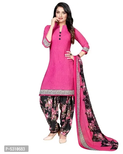 Exclusive Crepe Dress Material with Chiffon Dupatta-thumb0