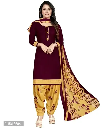 Exclusive Crepe Dress Material with Chiffon Dupatta-thumb0