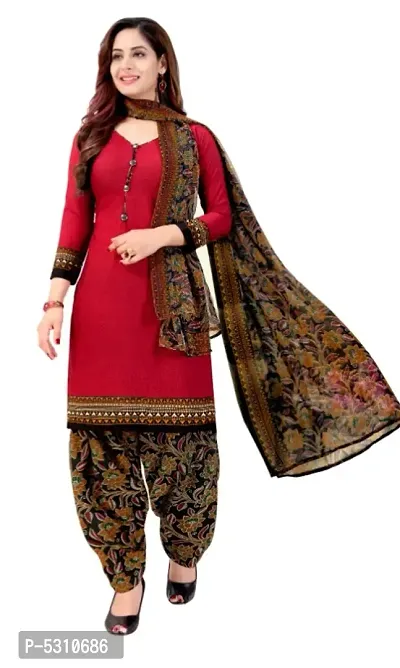 Exclusive Crepe Dress Material with Chiffon Dupatta-thumb0