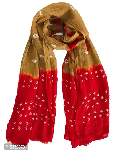 Traditional Hand Crafted Soft Touch Pure Cotton Bandhej (Bandhni) Stole-thumb0