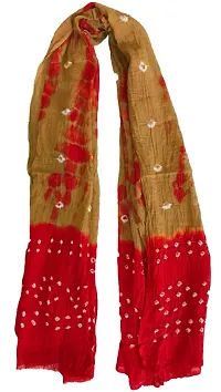 Traditional Hand Crafted Soft Touch Pure Cotton Bandhej (Bandhni) Stole-thumb1