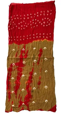 Traditional Hand Crafted Soft Touch Pure Cotton Bandhej (Bandhni) Stole-thumb2