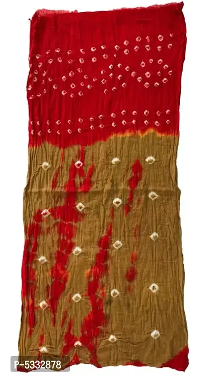 Traditional Hand Crafted Soft Touch Pure Cotton Bandhej (Bandhni) Stole-thumb3