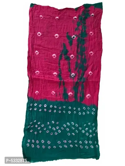 Traditional Hand Crafted Soft Touch Pure Cotton Bandhej (Bandhni) Stole-thumb3