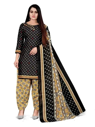 Cotton Blend Patiala Style Unstitched Dress Material with Dupatta Set
