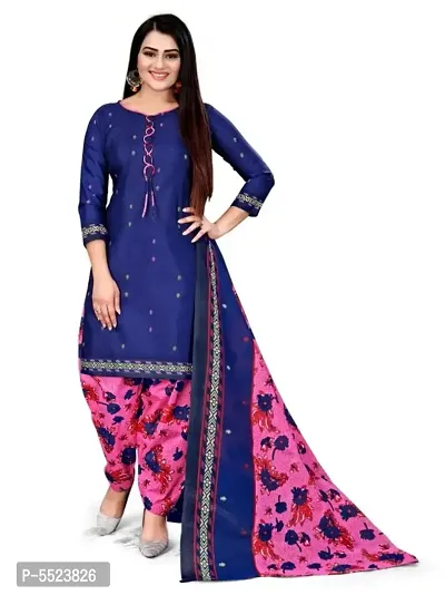 Beautiful Cotton Blend Printed Dress Material with Dupatta