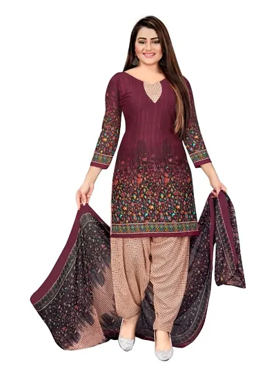 Attractive Crepe Printed Dress Material with Dupatta