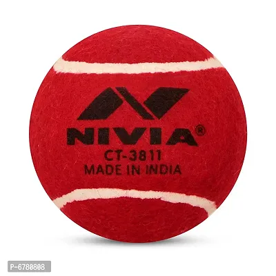 CT-3811 NIVIA Cricket Tennis Ball, Heavy Weight, Red (Pack of 4)-thumb2