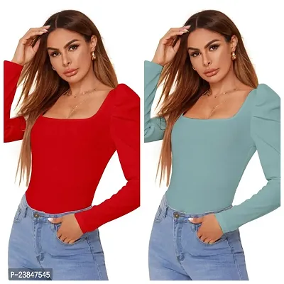 Elegant Knitted Polyester Top For Women Pack Of 2