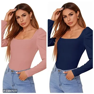 Elegant Knitted Polyester Top For Women Pack Of 2