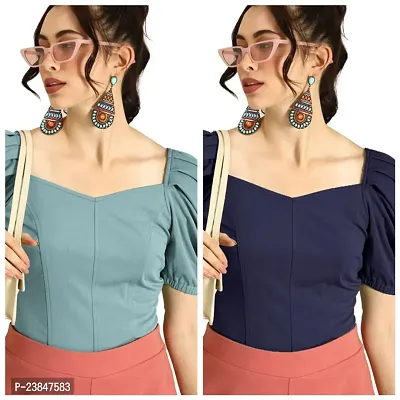 Elegant Knitted Polyester Top For Women Pack Of 2