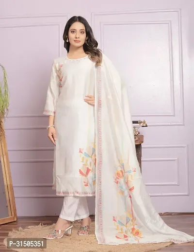 Stylish Modal Silk Printed Kurta Bottom And Dupatta Set For Women