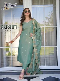 Stylish Green Silk Kurta, Bottom And Dupatta Set For Women-thumb4