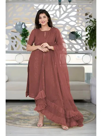 Stylish Salwar Suit With Naylon Mono Net Dupatta