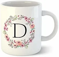 Creative Colorful Floral Letter Alphabet D MUG Ceramic Coffee Mug 350 ml-thumb2