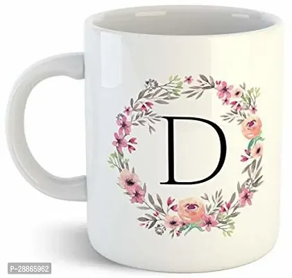 Creative Colorful Floral Letter Alphabet D MUG Ceramic Coffee Mug 350 ml-thumb0