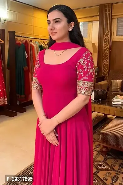 Pink Georgette Ethnic Gowns For Women-thumb0