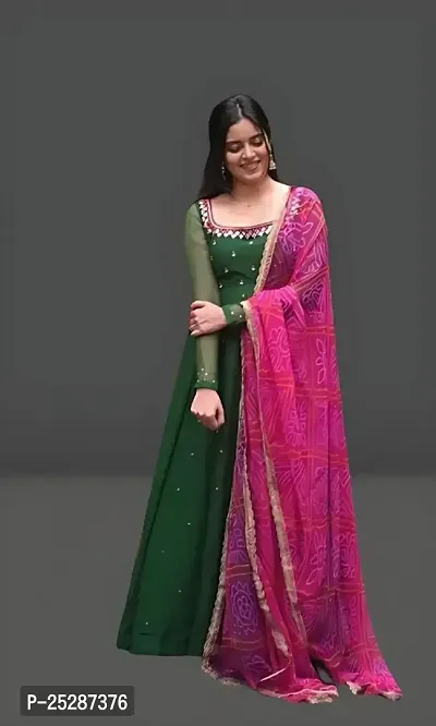 Classic Georgette Embroidered Gown for Women with Dupatta-thumb0