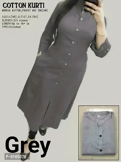 Stylish Fancy Khadi Cotton Kurti With Pocket For Women