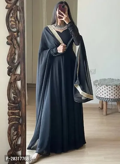 Black Georgette Ethnic Gowns For Women-thumb0