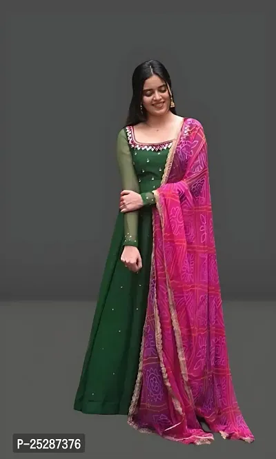 Classic Georgette Embroidered Gown for Women with Dupatta-thumb0
