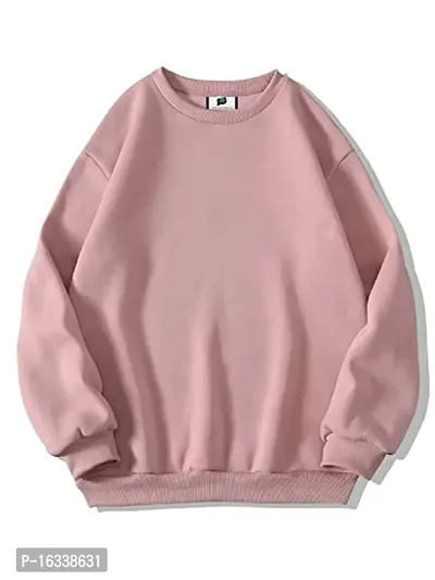 Stylish Pink Cotton Blend Solid Sweatshirts For Women