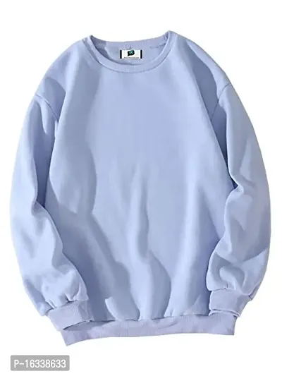 Stylish Blue Cotton Blend Solid Sweatshirts For Women-thumb0