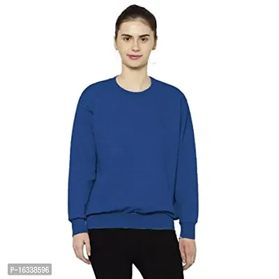 Stylish Blue Cotton Blend Solid Sweatshirts For Women-thumb0