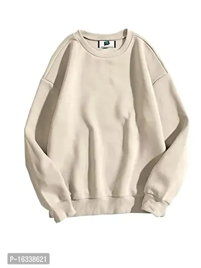 Stylish Khaki Cotton Blend Solid Sweatshirts For Women