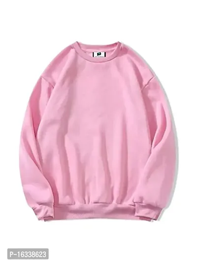 Stylish Pink Cotton Blend Solid Sweatshirts For Women