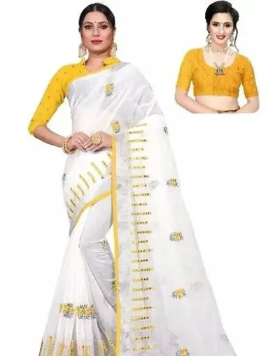 Elegant Blend Saree with Blouse piece For Women