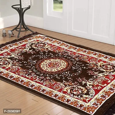 Traditional Brown Carpet Pooja Mat  Soft Velvet Material Maditation Prayer Mat Size 30 x 48 Inches-thumb0