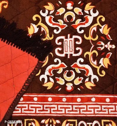 Traditional Brown Carpet Pooja Mat  Soft Velvet Material Maditation Prayer Mat Size 30 x 48 Inches-thumb2