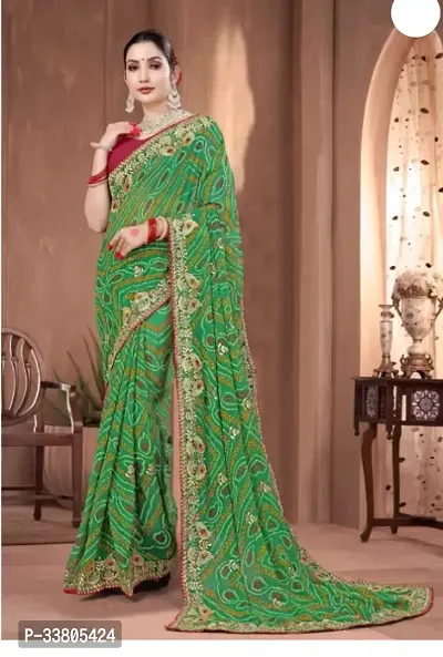 Stylish Georgette Saree with Blouse piece-thumb0